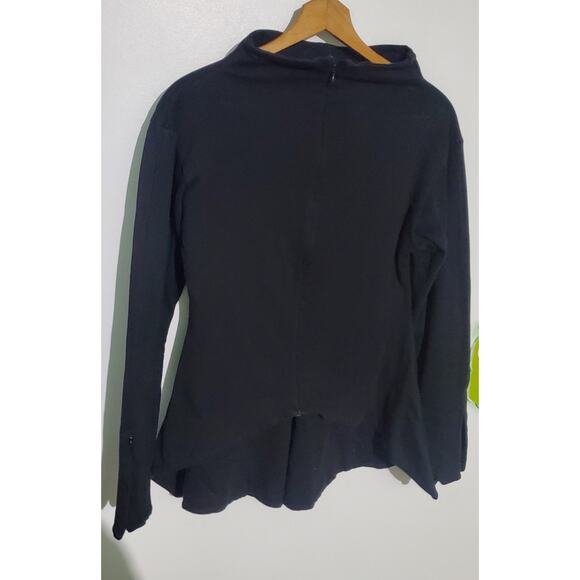Elm Design Womens Black Long Sleeve  Zip Front Top Size Large Clubwear Lagenlook - Picture 2 of 10